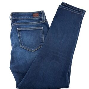 Paige Skyline Skinny Jeans Women 25 Dark Wash Blue Mid Rise Cropped Made in USA